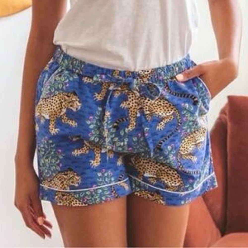 PRINTFRESH TIGER CAT BAGHERA COTTON LOUNGE SHORTS